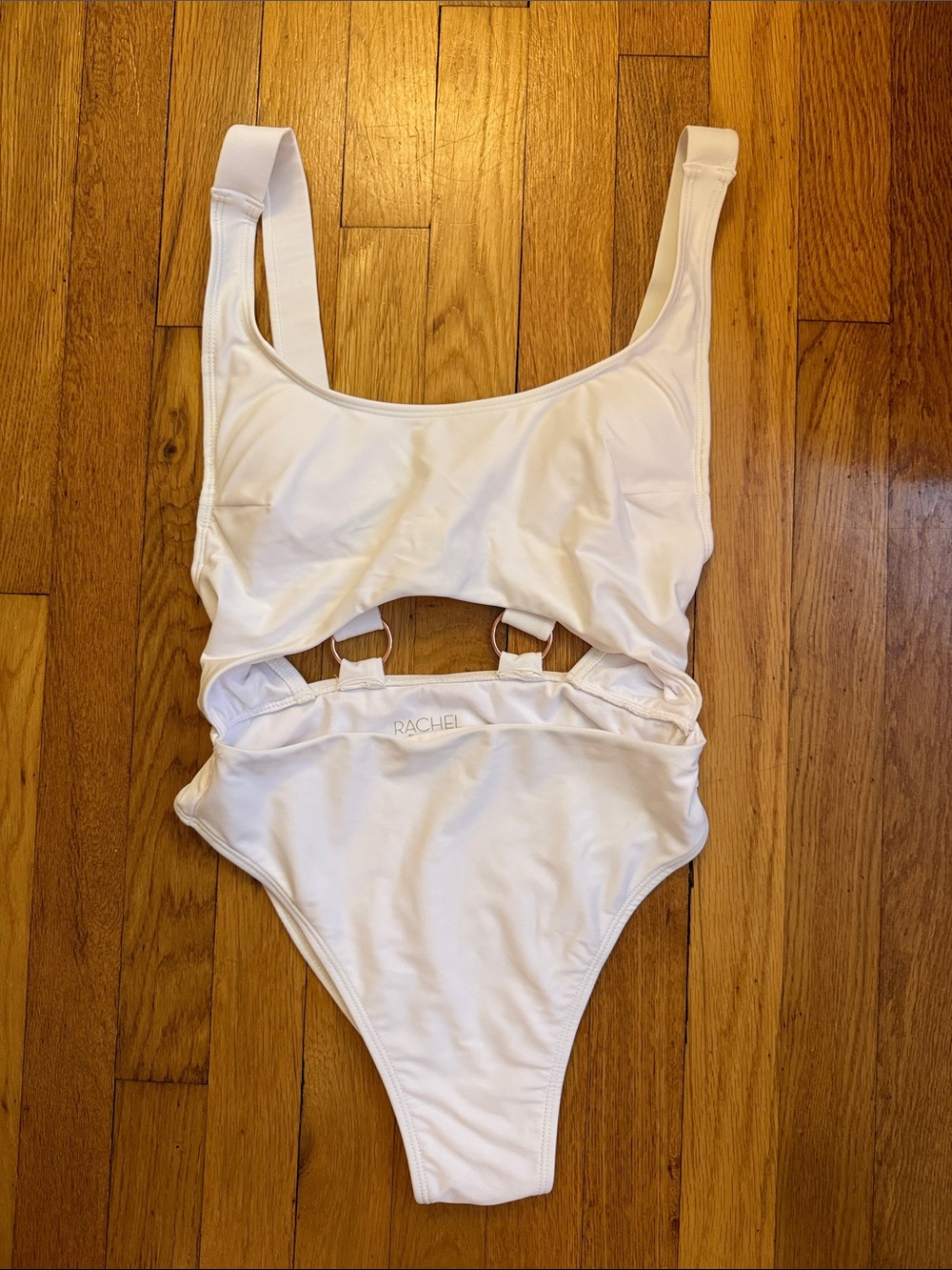 Rachel White Cutout One-Piece Swimsuit